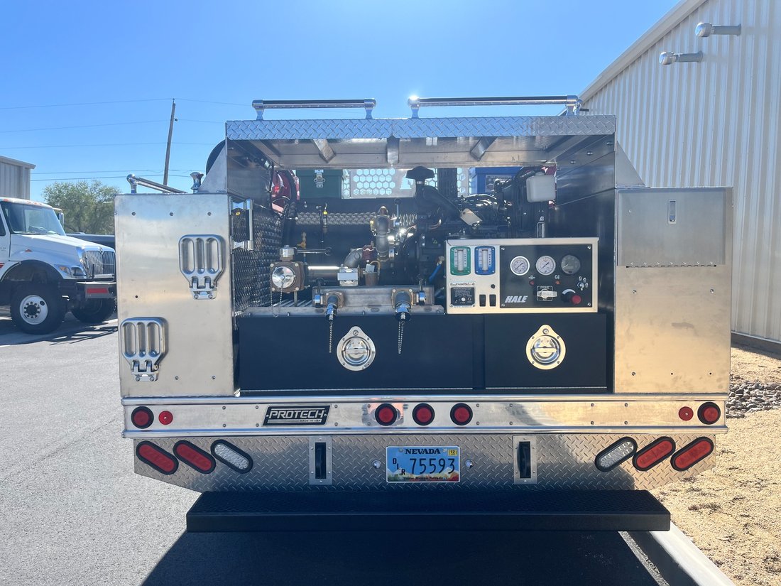 Pump system close-up on Type VI Wildland truck